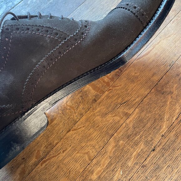 Salvatore Ferragamo suede cap toe chocolate brown lace up oxford shoes